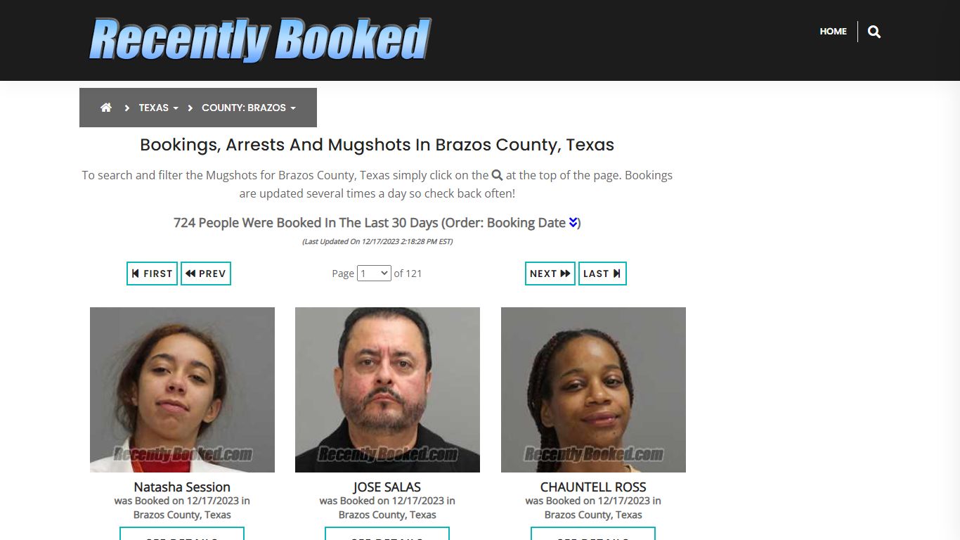 Recent bookings, Arrests, Mugshots in Brazos County, Texas